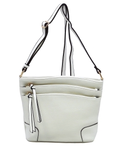 Fashion Multi Zip Pocket Crossbody Bag WU059 WHITE